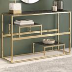 vidaXL Wandtafel roestvrijstaal en gehard glas goudkleurig, Minder dan 50 cm, 50 tot 75 cm, Verzenden, Nieuw