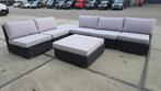 Showroommodel Manjavico hoek loungeset 7-delig zwart wicker, Tuin en Terras, Tuinsets en Loungesets, Ophalen of Verzenden, Nieuw