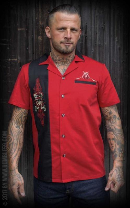 Rumble 59, Lounge Shirt Pinstripe Paradise Red in Small., Kleding | Heren, T-shirts, Nieuw, Verzenden