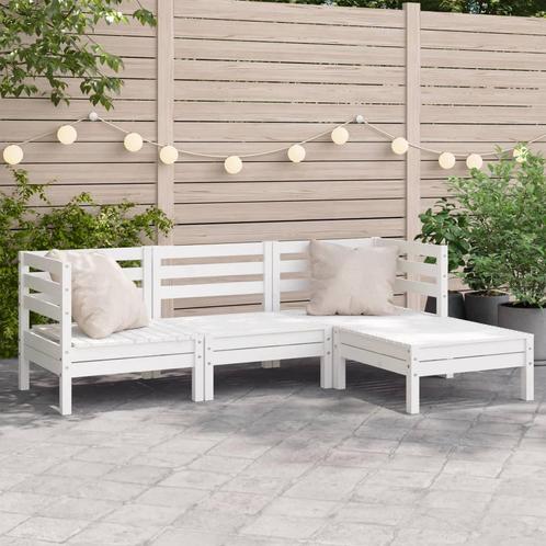 vidaXL Tuinbank 3-zits met voetenbank massief grenenhout wit, Tuin en Terras, Tuinsets en Loungesets, Nieuw, Verzenden