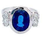 Ring Platina Saffier - Diamant, Sieraden, Tassen en Uiterlijk, Ringen, Nieuw