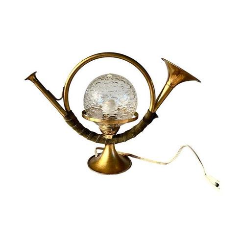 Lamp - Glas, Koper - Clairon op de lamp gezet, Antiek en Kunst, Curiosa en Brocante