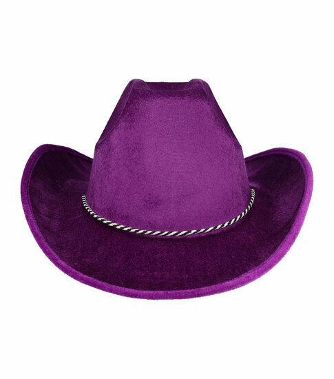 Cowboyhoed - Western hoed in velvet onesize - Paars, Kleding | Dames, Hoeden en Petten