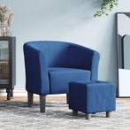 vidaXL Kuipstoel met voetenbank stof blauw, Verzenden, Nieuw