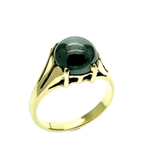 Gouden ring met hematiet (cabochon geslepen, 14 karaat), Sieraden, Tassen en Uiterlijk, Ringen, Dame, Met edelsteen, Overige kleuren