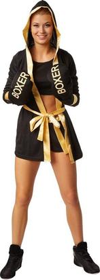 2dekans | dressforfun - Vrouwenkostuum bokster zwart/goud M, Ophalen of Verzenden, Zo goed als nieuw