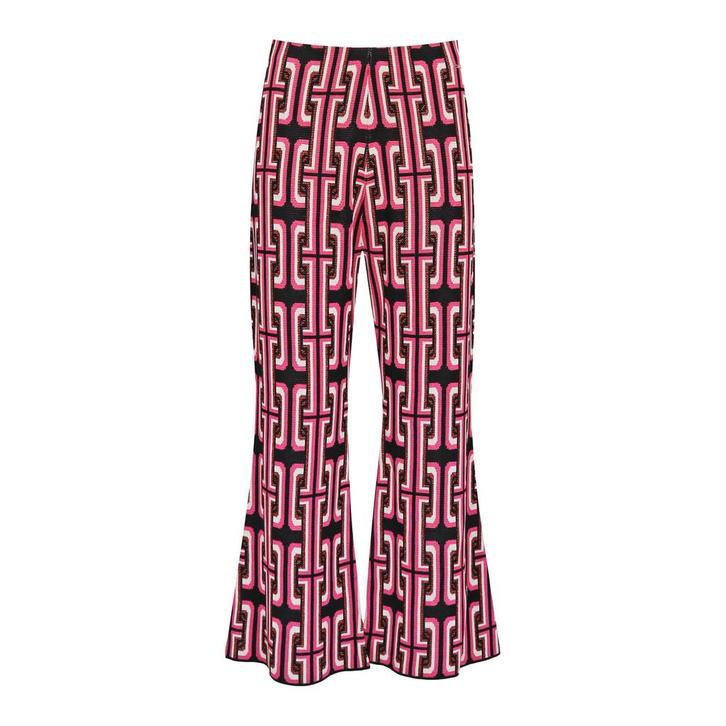 Liu Jo • flared zwart roze pantalon • L, Kleding | Dames, Broeken en Pantalons, Roze, Nieuw, Maat 42/44 (L), Verzenden