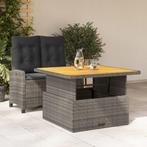 vidaXL 2-delige Tuinset met kussens poly rattan grijs, 2 zitplaatsen, Nieuw, Tuinset, Verzenden
