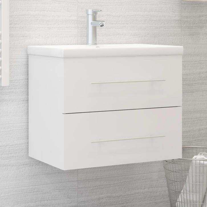 vidaXL Wastafelkast 60x38,5x48 cm bewerkt hout wit, Huis en Inrichting, Badkamer | Badkamermeubels, Nieuw, Minder dan 100 cm, Verzenden