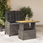 vidaXL 2-delige Tuinset met kussens poly rattan grijs, 2 zitplaatsen, Nieuw, Tuinset, Verzenden