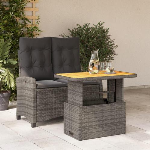 vidaXL 2-delige Tuinset met kussens poly rattan grijs, Tuin en Terras, Tuinsets en Loungesets, Tuinset, Nieuw, 2 zitplaatsen, Rotan