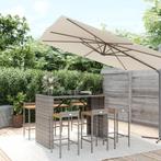 vidaXL 7-delige Tuinbarset poly rattan en massief acaciahout, Verzenden, Nieuw, Rotan, 6 zitplaatsen