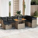 vidaXL 9-delige Loungeset met kussens poly rattan acacia, Verzenden, Nieuw, Rotan, Loungeset