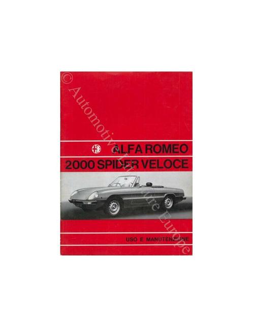 1971 ALFA ROMEO SPIDER 2000 VELOCE INSTRUCTIEBOEKJE, Auto diversen, Handleidingen en Instructieboekjes