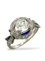 Ring Platina, Art Deco platinum ring met grote 1,0 karaat, Sieraden, Tassen en Uiterlijk, Ringen, Nieuw