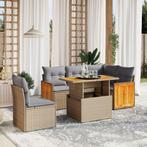 vidaXL 6-delige Loungeset met kussens poly rattan beige, Verzenden, Nieuw, Rotan, Loungeset