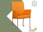 Leren eetkamerstoel Comfort met wieltjes en armleuning -, Huis en Inrichting, Stoelen, Overige kleuren, Nieuw, Leer, Ophalen of Verzenden