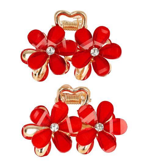 Haarklemmen Strass Bloem Klein 4cm Goud Rood, Sieraden, Tassen en Uiterlijk, Uiterlijk | Haarverzorging, Verzenden