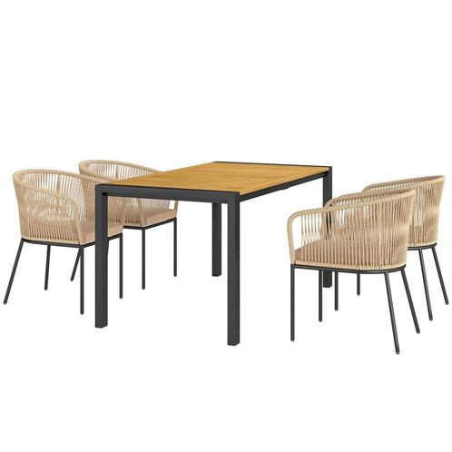 TRUUSK 5-delig Polyrattan Tuinmeubelset Voor 4 Personen, Wee, Tuin en Terras, Overige Tuin en Terras, Nieuw, Verzenden