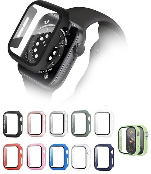 Apple Watch 7/8/9 45MM Hard PC + Tempered Glass Hoesje, Telecommunicatie, Wearable-accessoires, Nieuw, Ophalen of Verzenden