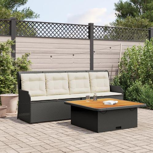 vidaXL 3-delige Loungeset met kussens poly rattan zwart, Tuin en Terras, Tuinsets en Loungesets, Loungeset, Nieuw, Rotan, Verzenden
