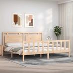 vidaXL Bedframe met hoofdbord massief hout 180x200 cm, Eenpersoons, Bruin, Verzenden, Nieuw