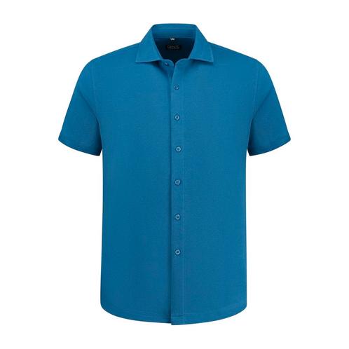 GENTS - Korte mouw pique blauw - L, Kleding | Heren, Overhemden, Verzenden