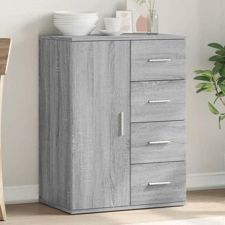 vidaXL Dressoir 59x39x80 cm bewerkt hout grijs sonoma, Huis en Inrichting, Kasten | Dressoirs, 25 tot 50 cm, Nieuw, 50 tot 100 cm