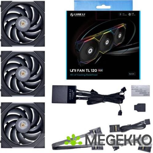 Lian Li UNI FAN TL Series 120mm 3-Pack Black, Computers en Software, Computerkoelers, Nieuw, Verzenden