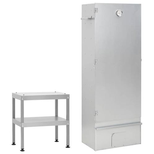 vidaXL BBQ-rookoven met tafel gegalvaniseerd staal, Tuin en Terras, Houtskoolbarbecues, Nieuw, Verzenden