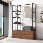 Kledingrek Egmating met lades 180x120x40 cm zwart en walnoot, Verzenden, Nieuw