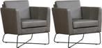 Grijze leren moderne design fauteuils - Rancho Leer Steel (, Huis en Inrichting, Fauteuils, Nieuw, Ophalen of Verzenden, 50 tot 75 cm