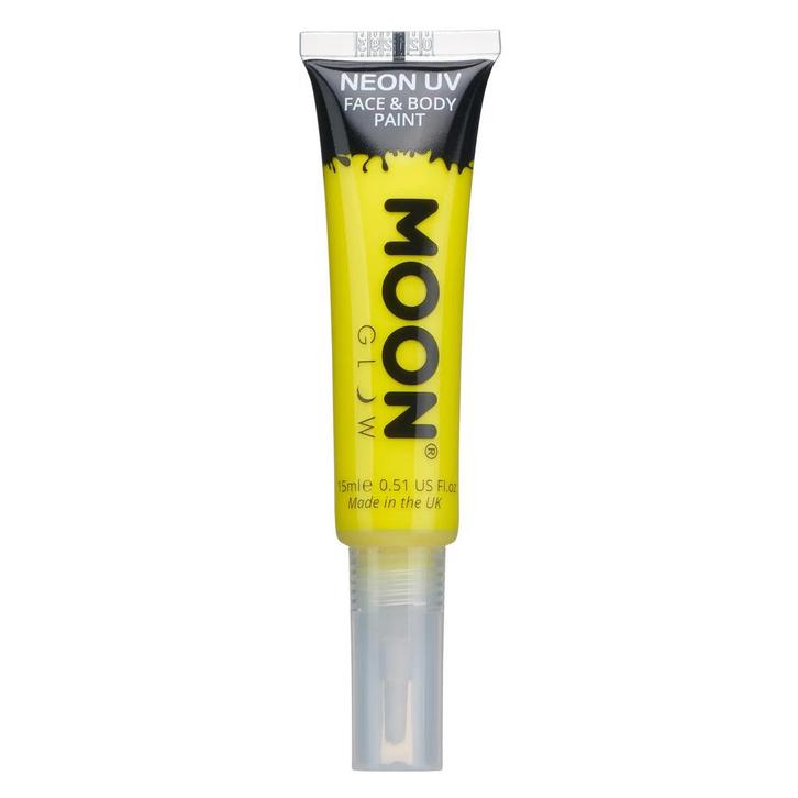 Moon Glow Neon UV Face Paint with Brush Applicator Intense Y, Hobby en Vrije tijd, Feestartikelen, Nieuw, Verzenden