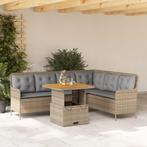 vidaXL 2-delige Loungeset met kussens poly rattan beige, Tuin en Terras, Tuinsets en Loungesets, Verzenden, Nieuw, Rotan, Loungeset