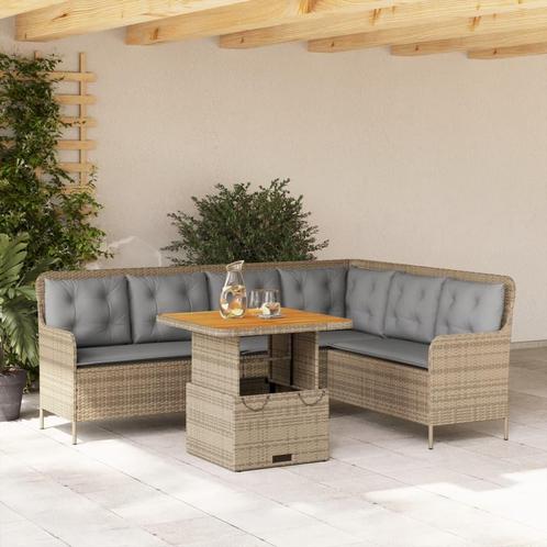 vidaXL 2-delige Loungeset met kussens poly rattan beige, Tuin en Terras, Tuinsets en Loungesets, Loungeset, Nieuw, Rotan, Verzenden