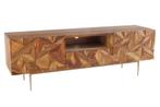 Massives TV-Board ALPINE 160cm Sheesham steenafwerking, Huis en Inrichting, Kasten | Televisiemeubels, Ophalen of Verzenden, Nieuw