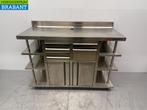 RVS Koffiemeubel Werkkast met uitklopbak 2 laden en 2 deuren, Ophalen of Verzenden, Gebruikt