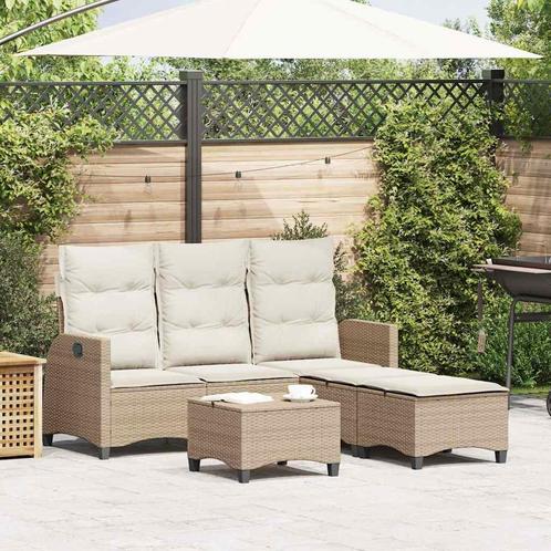 vidaXL 3-delige Tuinbankstel met kussens L-vormig beige poly, Tuin en Terras, Tuinsets en Loungesets, Nieuw, Rotan, Verzenden