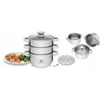 Meyerhoff Stoompan RVS 4-delig Ø22 cm – 3.5L –, Huis en Inrichting, Ophalen of Verzenden, Nieuw