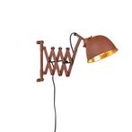 Industriële wandlamp bruin met goud verstelbaar - Scissors, Nieuw, Overige materialen, Industrieel