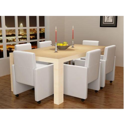 vidaXL Eetkamerstoelen 6 st kunstleer wit, Huis en Inrichting, Stoelen, Wit, Nieuw, Verzenden