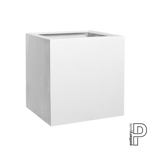 Plantenbak Block - Glanzend wit (L)50 x (B)50 x (H)50 cm - (, Tuin en Terras, Planten | Tuinplanten, Ophalen of Verzenden