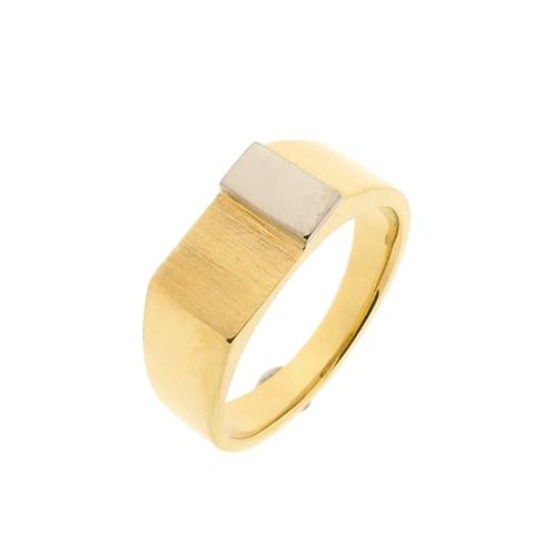 Bicolor gouden zegelring | Heren (witgoud, herenring), Sieraden, Tassen en Uiterlijk, Ringen, Heer, Overige kleuren, 19 tot 20