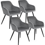 Eetkamerstoel Marilyn fluweellook, zwarte stoelpoten - grijs, Huis en Inrichting, Stoelen, Verzenden, Nieuw