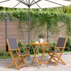 vidaXL 3-delige Bistroset stof en massief hout, Verzenden, Nieuw, Hardhout