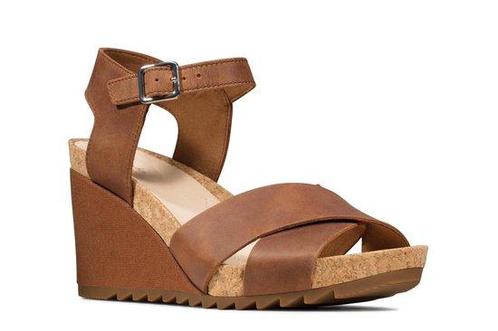 Clarks - 37.5 - Flex Sun Dames Sandalen - Tan Leather, Kleding | Dames, Schoenen, Verzenden