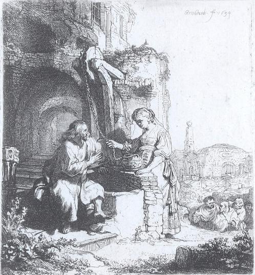 Rembrandt van Rijn, ‘Christus en de Samaritaanse vrouw, Antiek en Kunst, Kunst | Etsen en Gravures