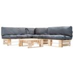 vidaXL 4-delige Loungeset pallet met grijze kussens hout, Verzenden, Nieuw, 4 zitplaatsen, Loungeset
