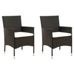 Tuinstoelen Zwart 2 st met kussens | Retourdeal | Buitenl..., Tuin en Terras, Tuinstoelen, Ophalen of Verzenden, Nieuw, Rotan