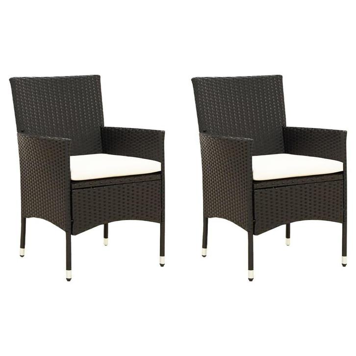 Tuinstoelen Zwart 2 st met kussens | Retourdeal | Buitenl..., Tuin en Terras, Tuinstoelen, Nieuw, Rotan, Ophalen of Verzenden
